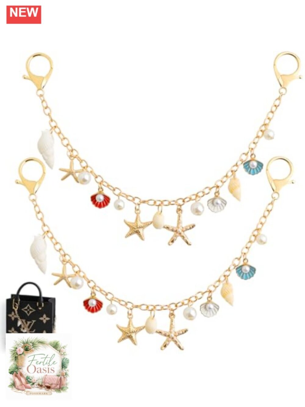 2 Pack Bag Charms for Handbags, Metal Purse Chain Extender, 12.6 Inch Alloy